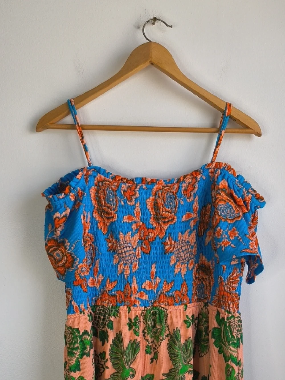 Boho Floral Patchwork TieredMaxi Dress